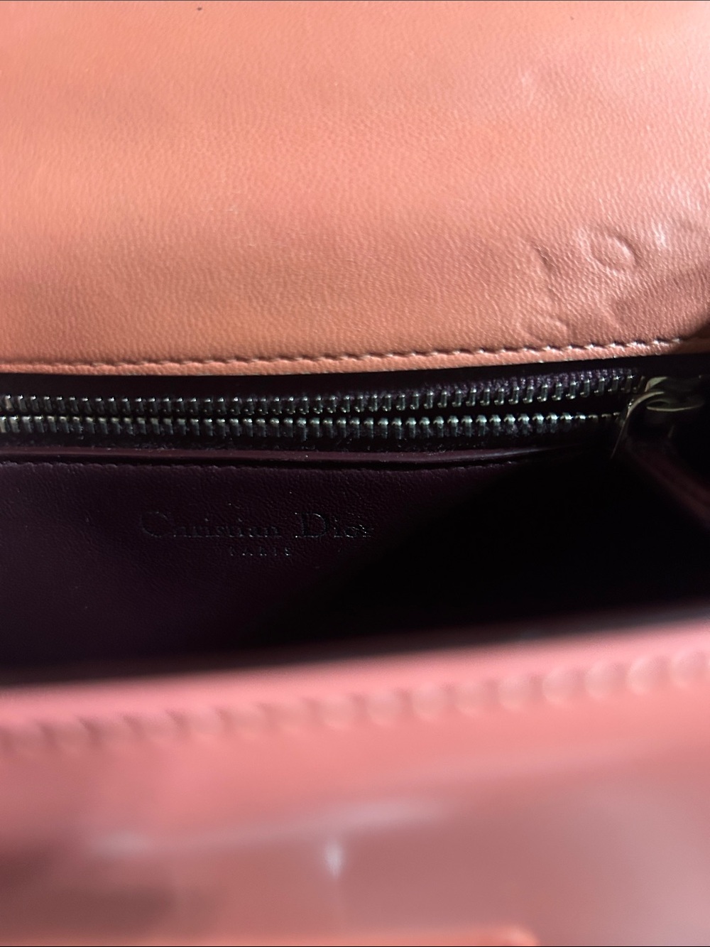 Dior Coral Pink Leather Crossbody with Silver Chain - Picture 8 of 8